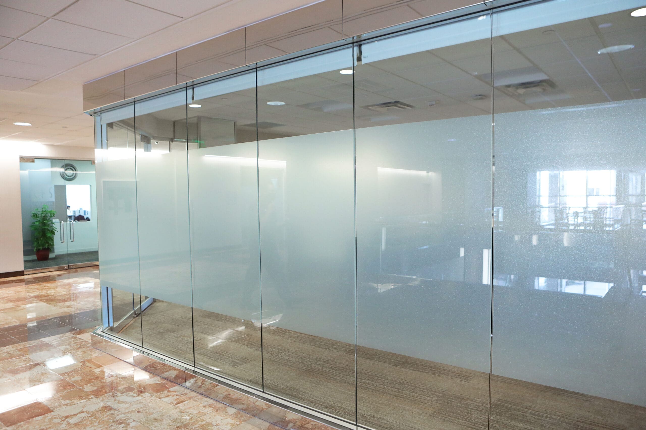 3M Commercial Privacy Film One Orlando Center Frosted Glass